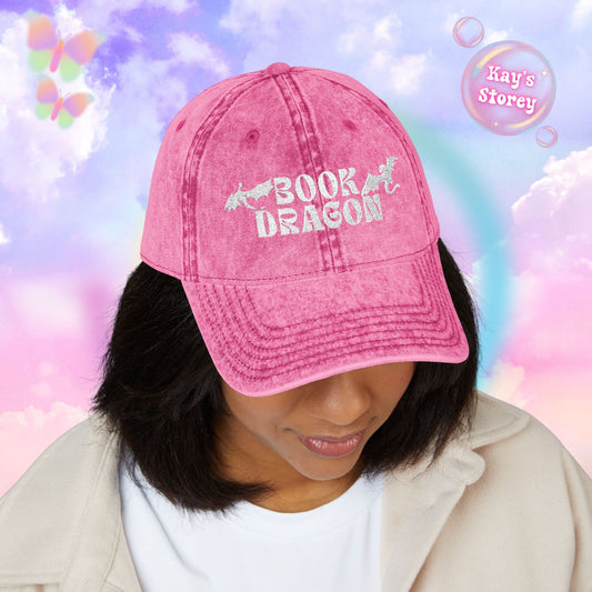 Book Dragon Embroidered Vintage Cap