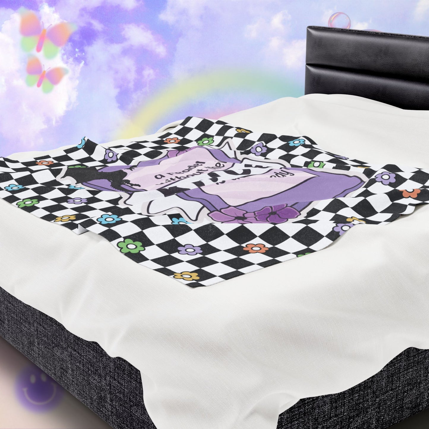 Reader Without Their Kindle Velveteen Plush Blanket