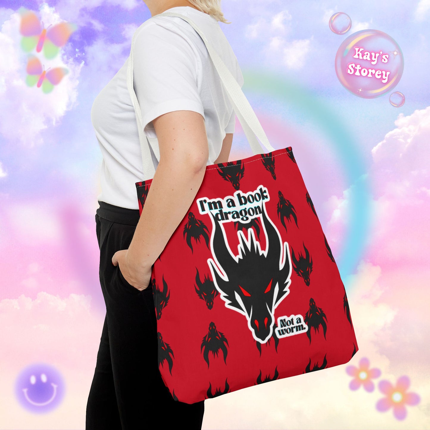 Book Dragon Red Tote Bag