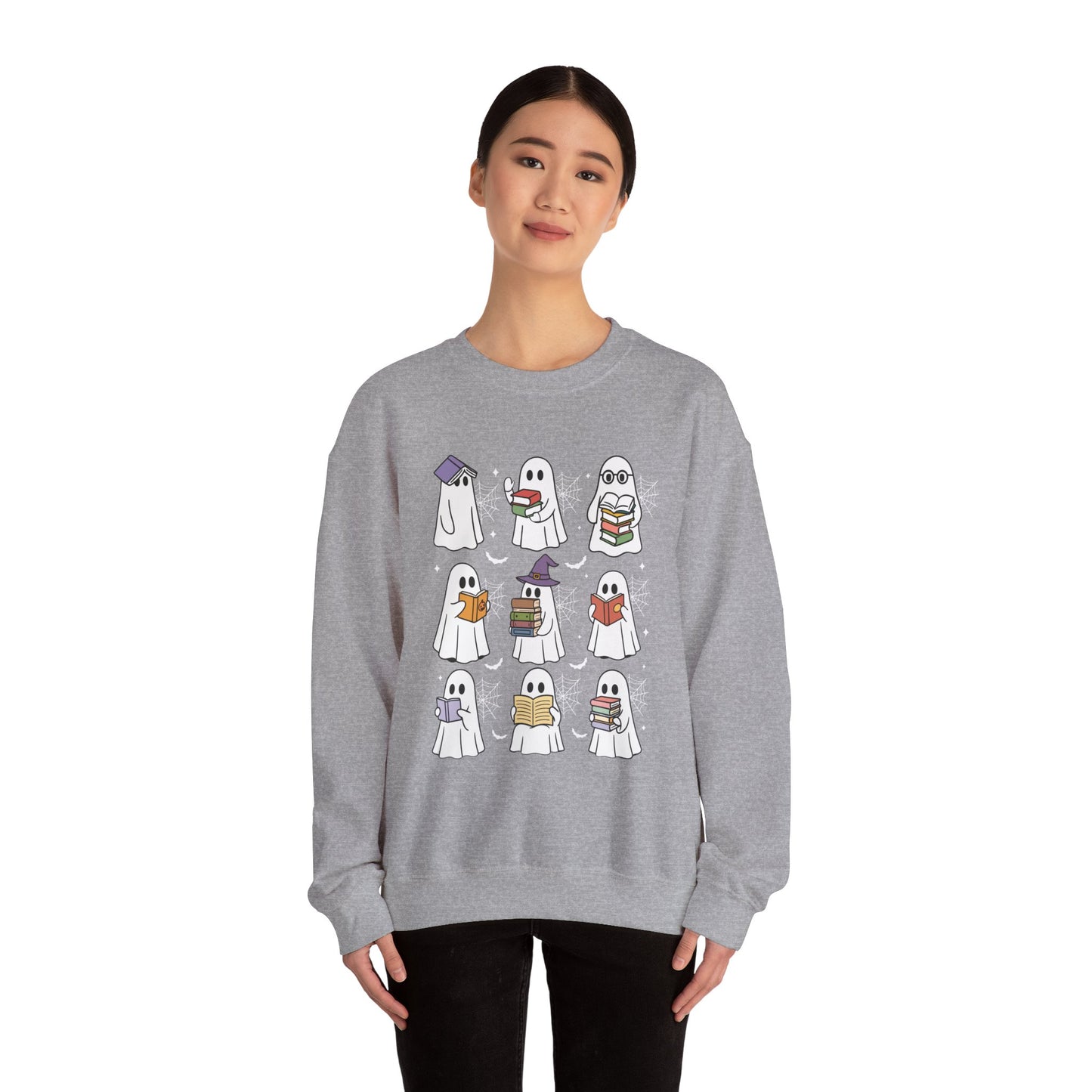 Reading Ghosts Sweatshirt, Long Sleeve Shirt for Spooky Season Bookish Gift,  Halloween Reading Apparel