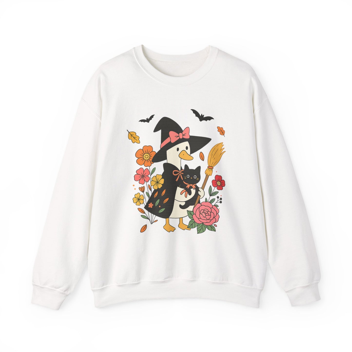 Spooky Goose & Black Cat Sweatshirt, Long Sleeve Shirt for Spooky Season Bookish Gift,  Halloween Reading Apparel