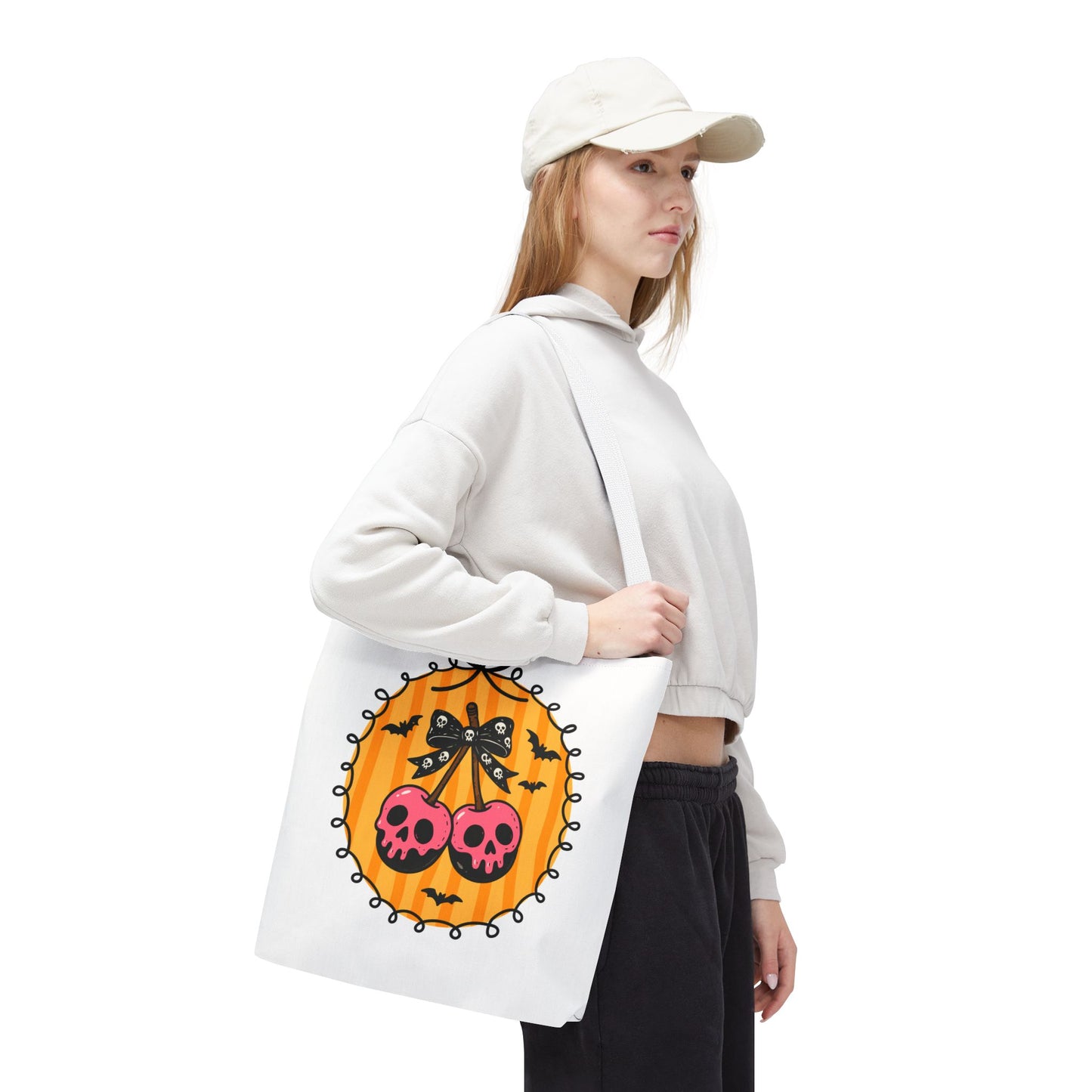 Spooky Season Cherry Skulls Tote Bag