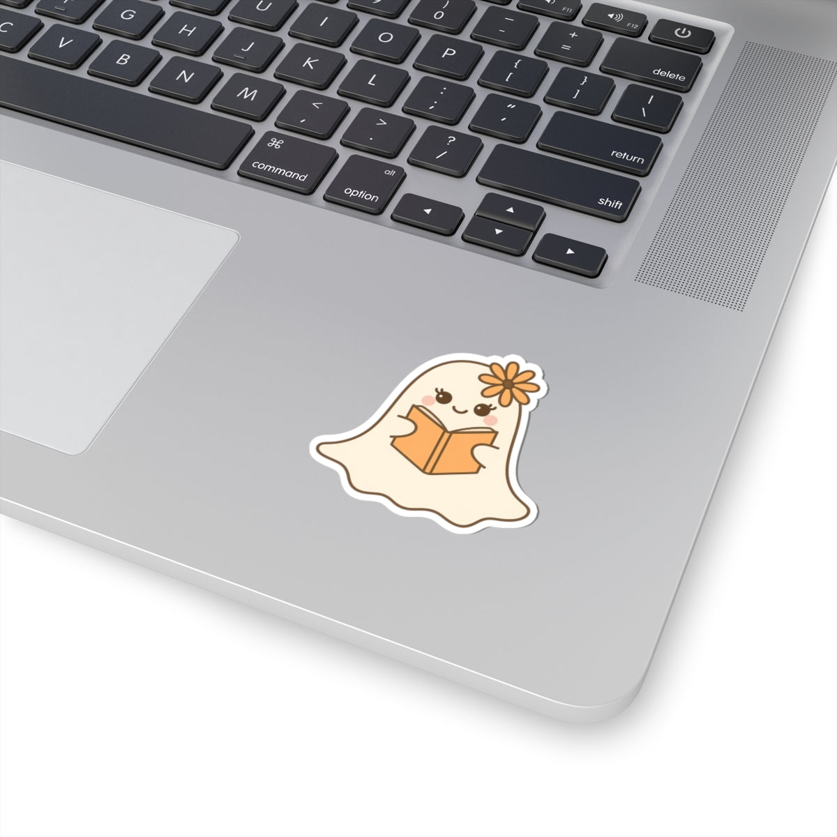 Floral Ghostly Reading Kiss-Cut Sticker, Book Lover Sticker, Cute Sticker Set, Spooky Decals, Halloween Stickers, Vinyl Kindle Stickers