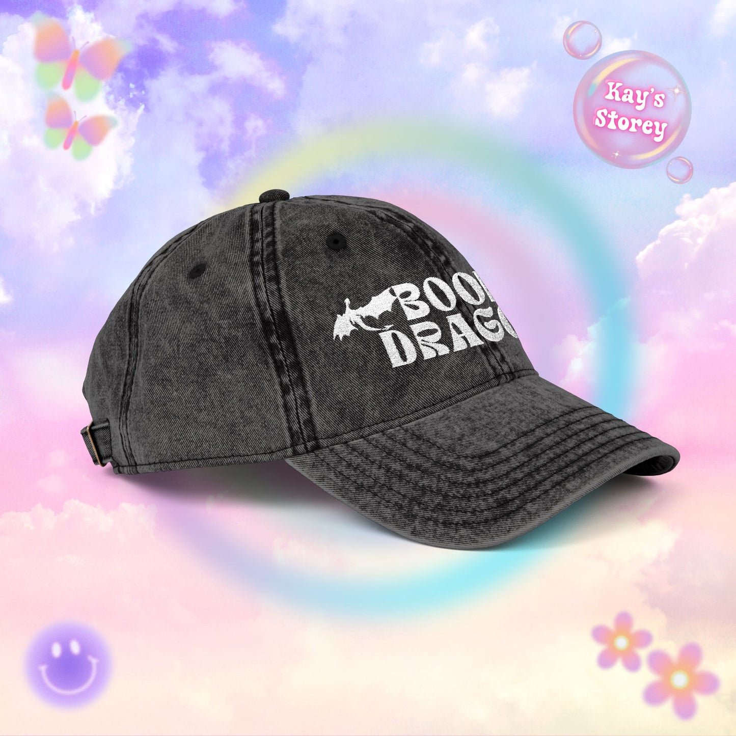 Book Dragon Embroidered Vintage Cap