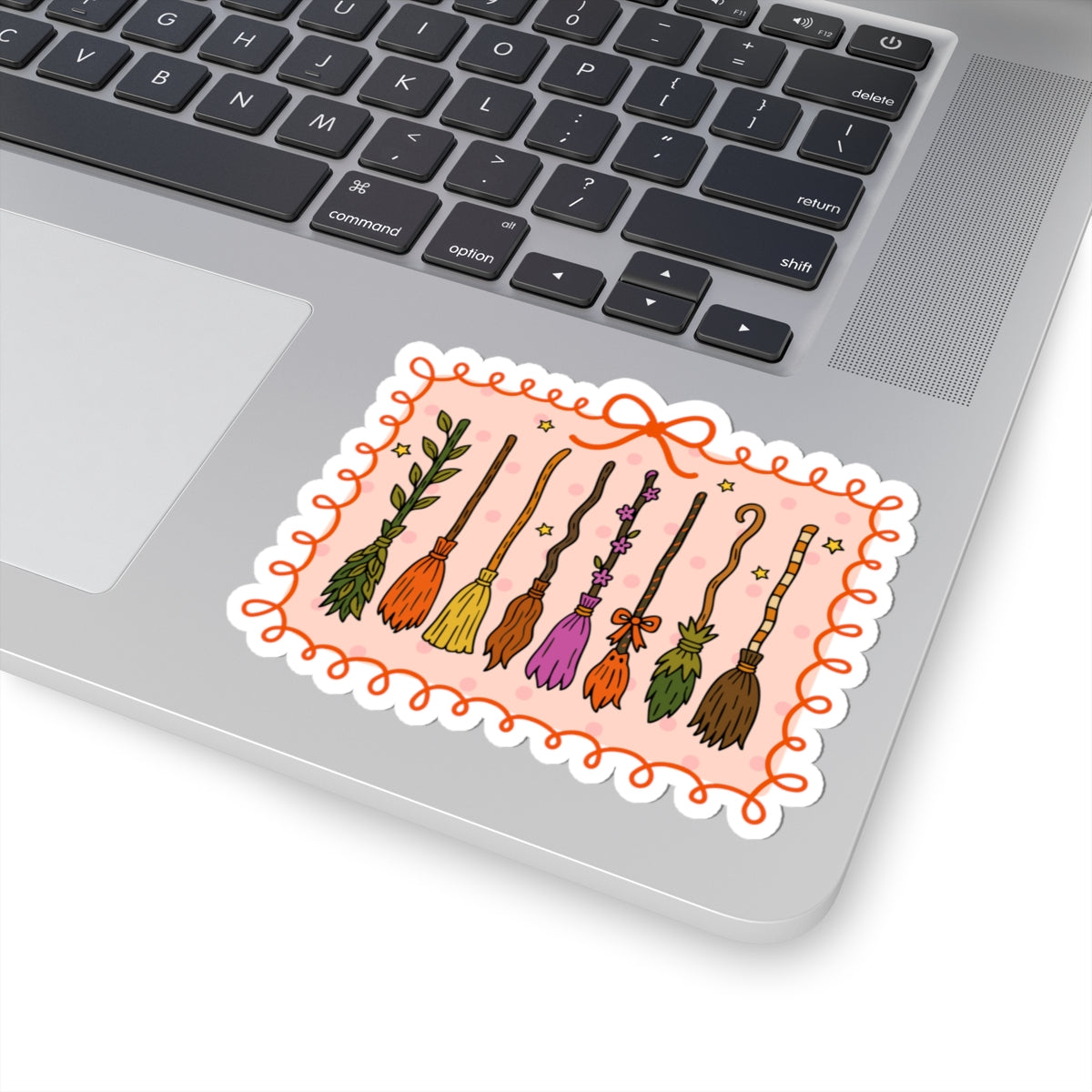 Witches Brooms Sticker - Kiss-Cut Stickers, Halloween Sticker, Cute Witch Broom Design, Spooky Sticker, Decorative Sticker for Journals
