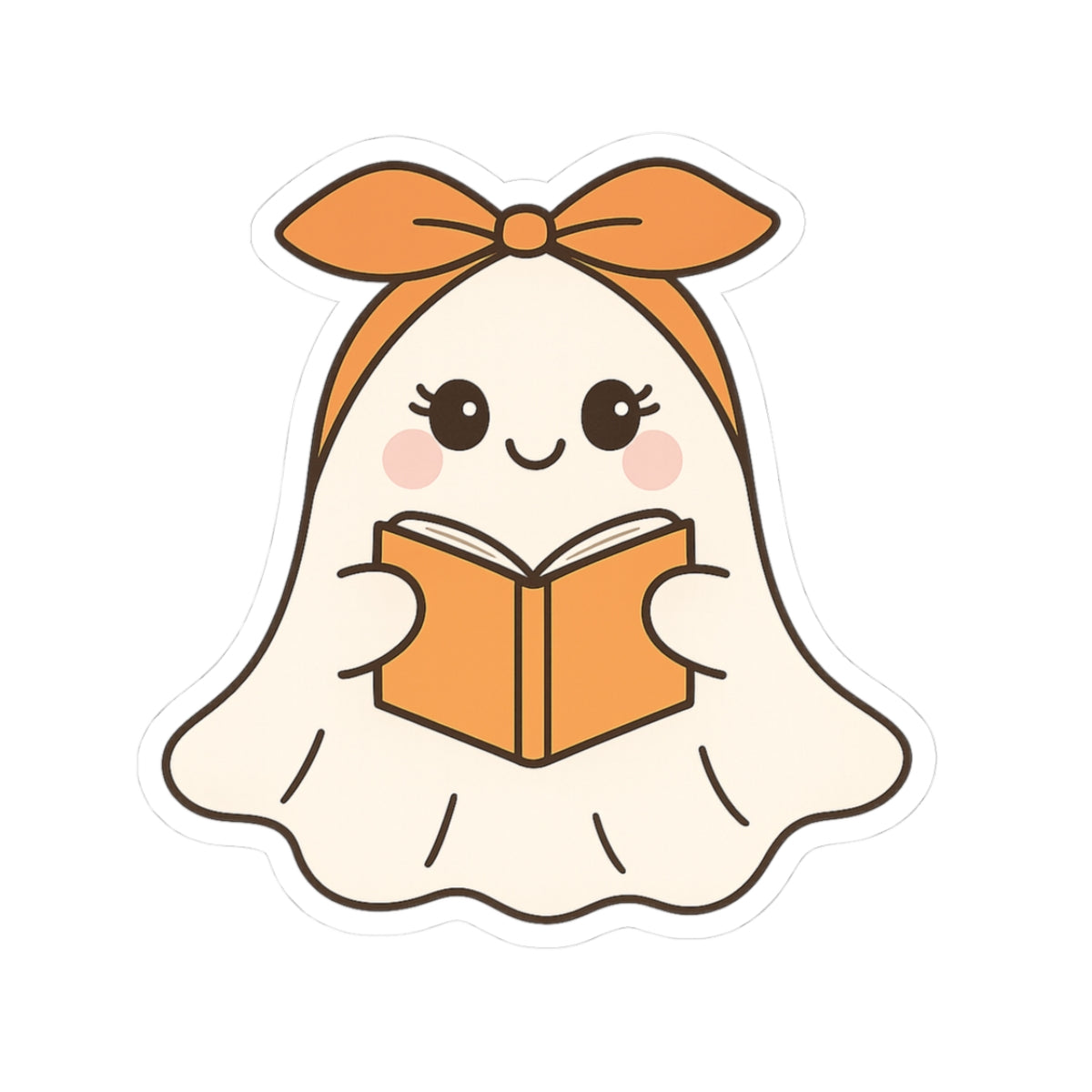 Ghostly Reading Kiss-Cut Sticker, Book Lover Sticker, Cute Sticker Set, Spooky Decals, Halloween Stickers, Vinyl Kindle Stickers