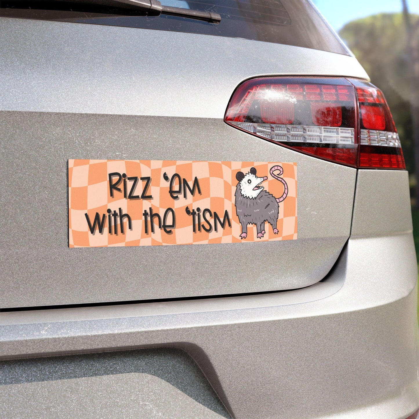 Opossum Rizz 'Em Car Magnet