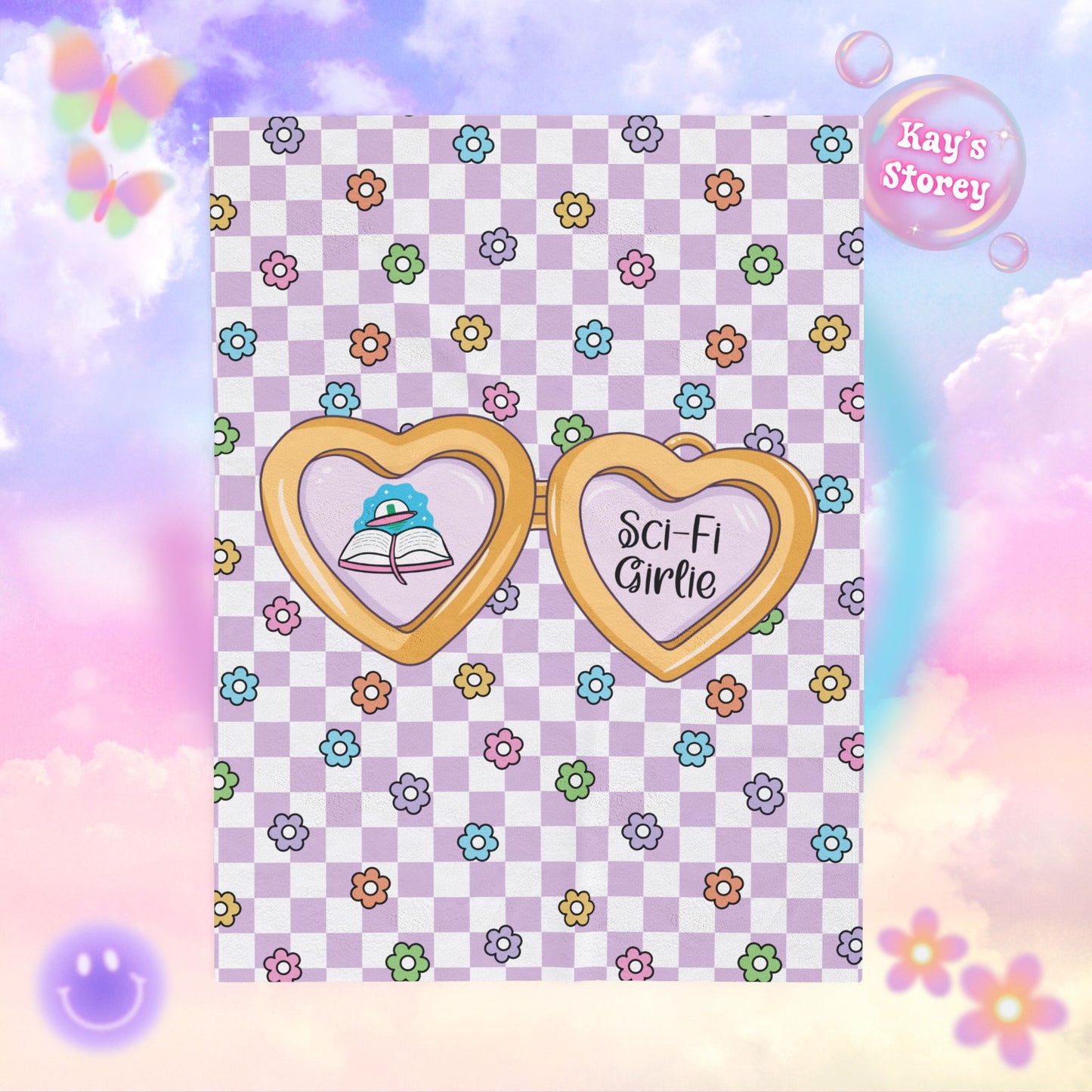 Purple Sci-Fi Girlie Velveteen Plush Blanket