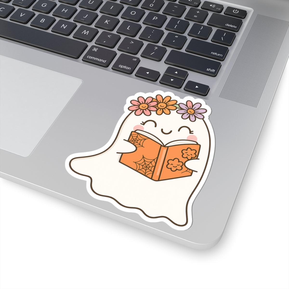 Ghostly Reading Kiss-Cut Sticker, Book Lover Sticker, Cute Sticker Set, Spooky Decals, Halloween Stickers, Vinyl Kindle Stickers