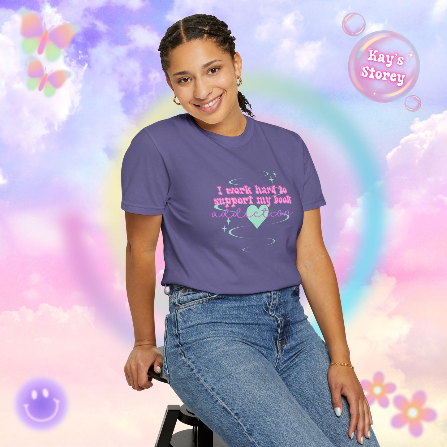 I Work Hard To Support My Book Addiction Comfort Colors T-Shirt