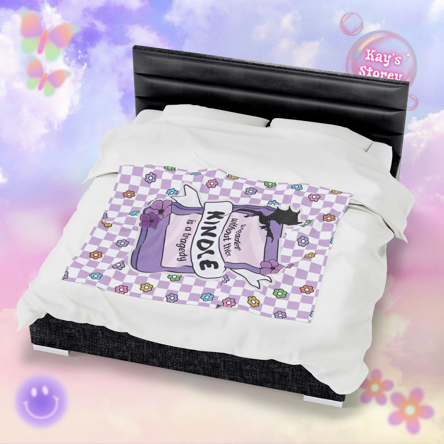 Purple Reader Without Their Kindle Velveteen Plush Blanket