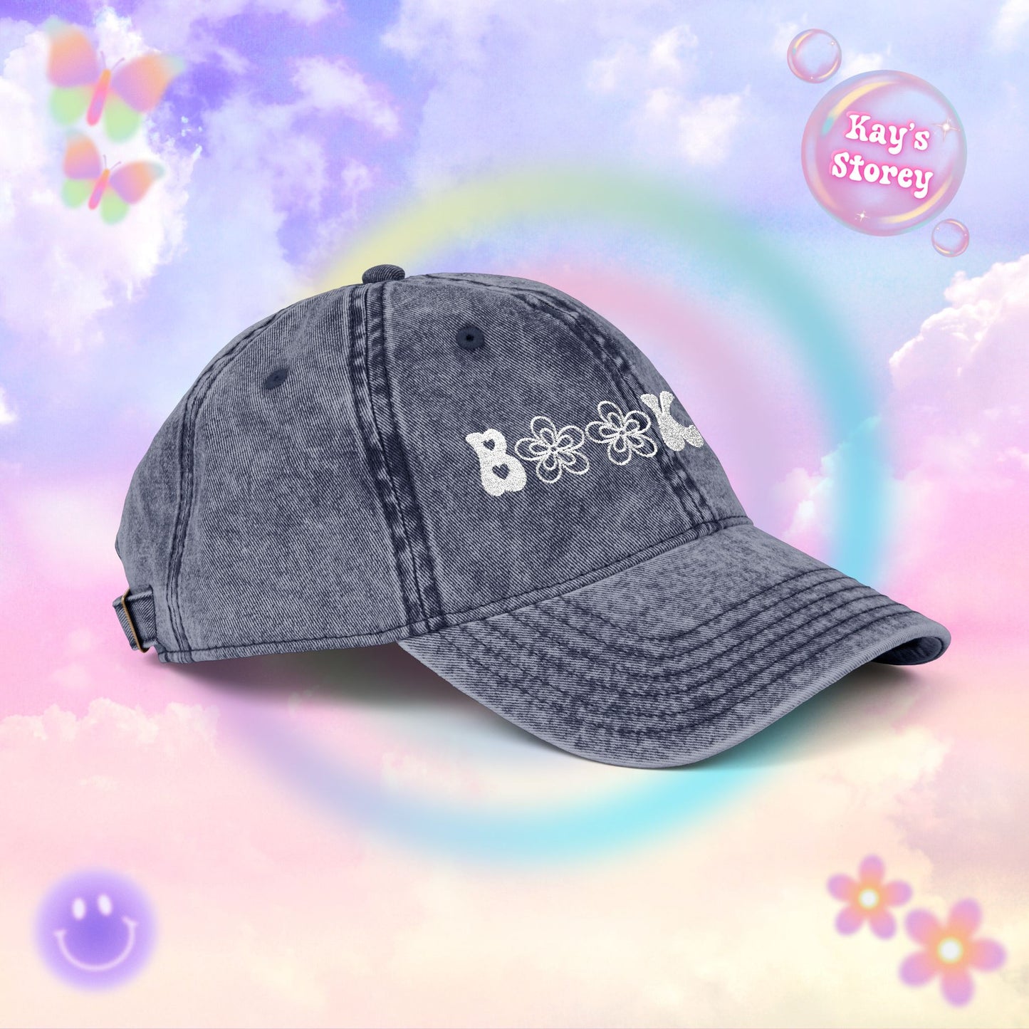 Bookish Embroidered Vintage Cap