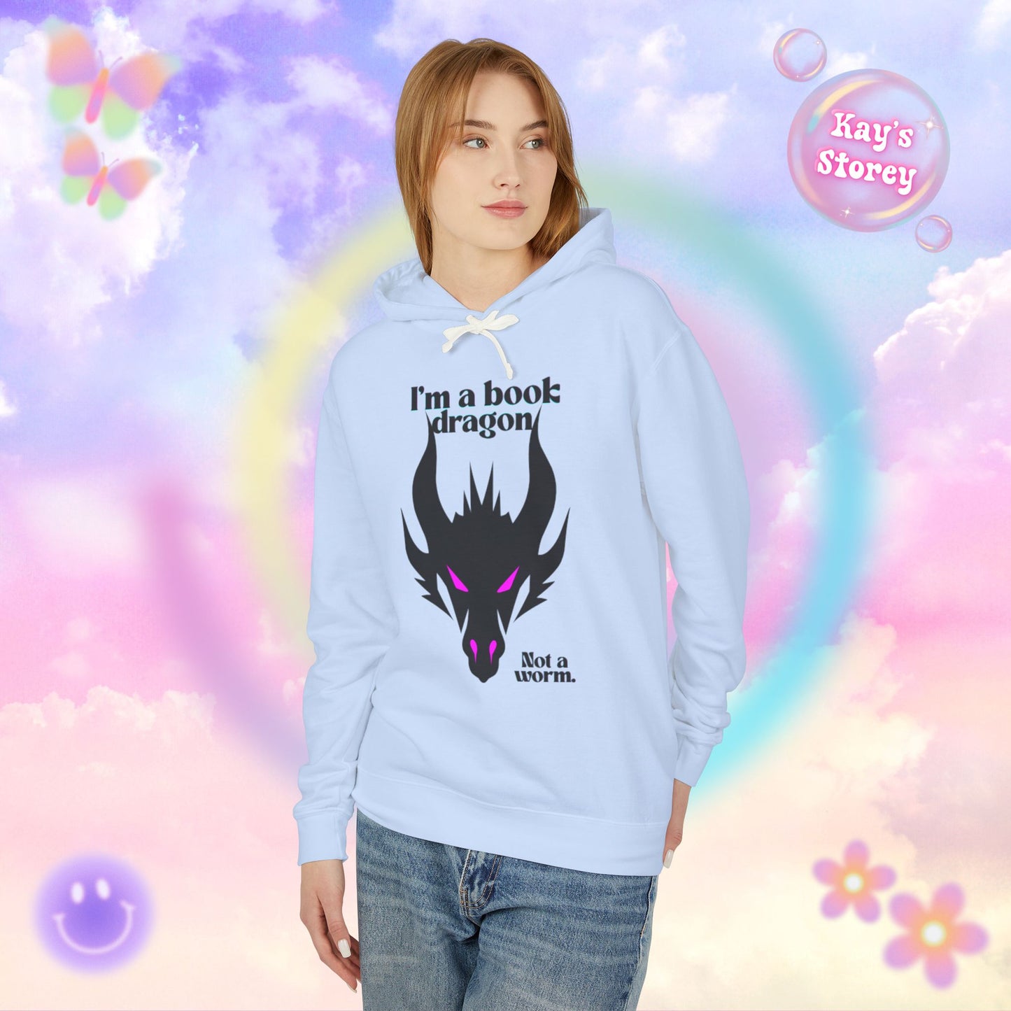 Pink Book Dragon Unisex Lightweight Hooded Sweatshirt