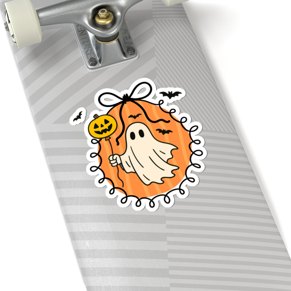 Ghost with Balloon Sticker - Kiss-Cut Stickers, Halloween Sticker, Cute Ghost Design, Spooky Sticker, Decorative Sticker for Journals