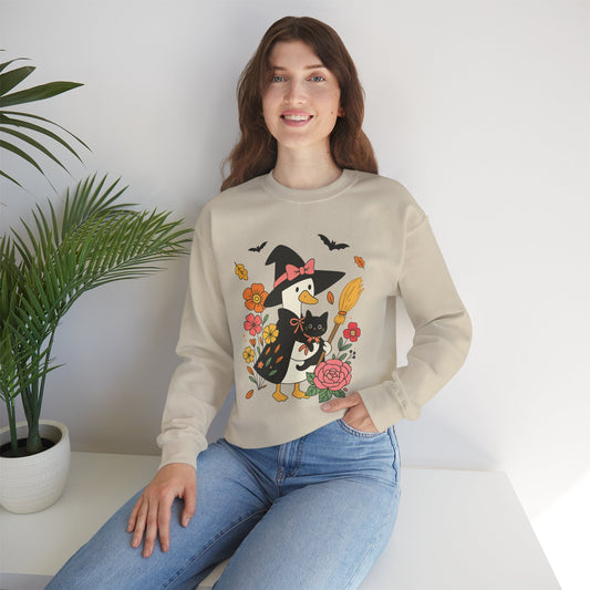 Spooky Goose & Black Cat Sweatshirt, Long Sleeve Shirt for Spooky Season Bookish Gift,  Halloween Reading Apparel