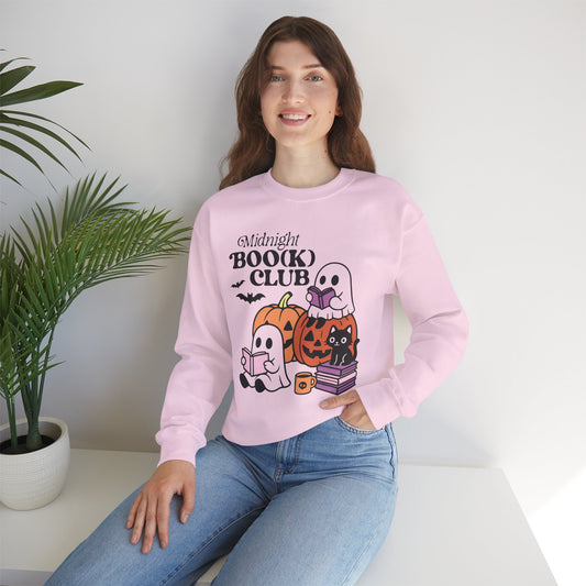 Midnight Boo(k) Club Sweatshirt, Long Sleeve Shirt for Spooky Season Bookish Gift,  Halloween Reading Apparel