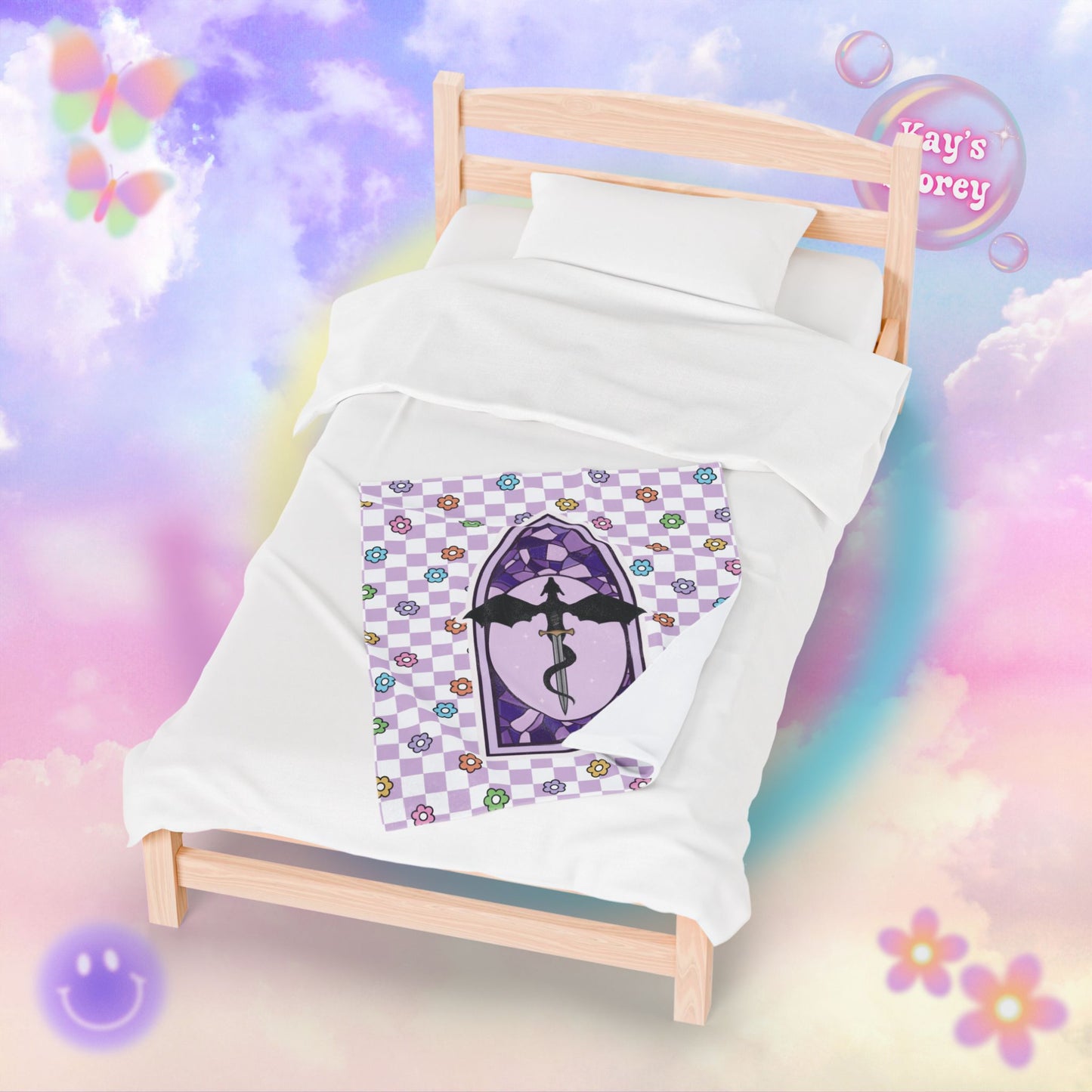 Purple Romantasy Velveteen Plush Blanket