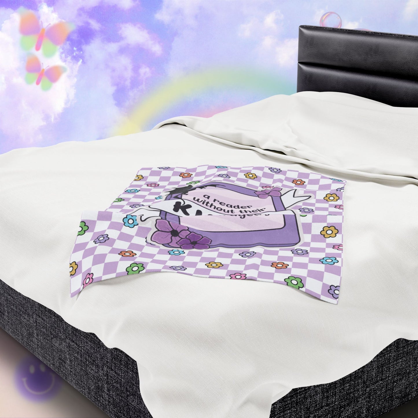 Purple Reader Without Their Kindle Velveteen Plush Blanket