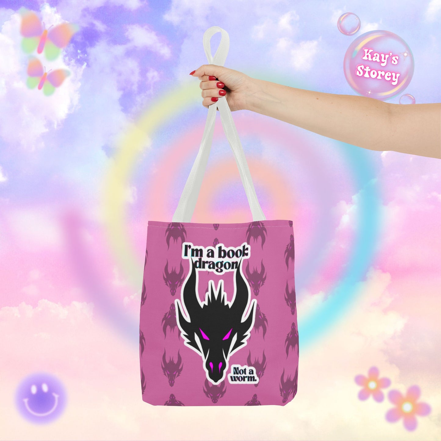 Book Dragon Pink Tote Bag