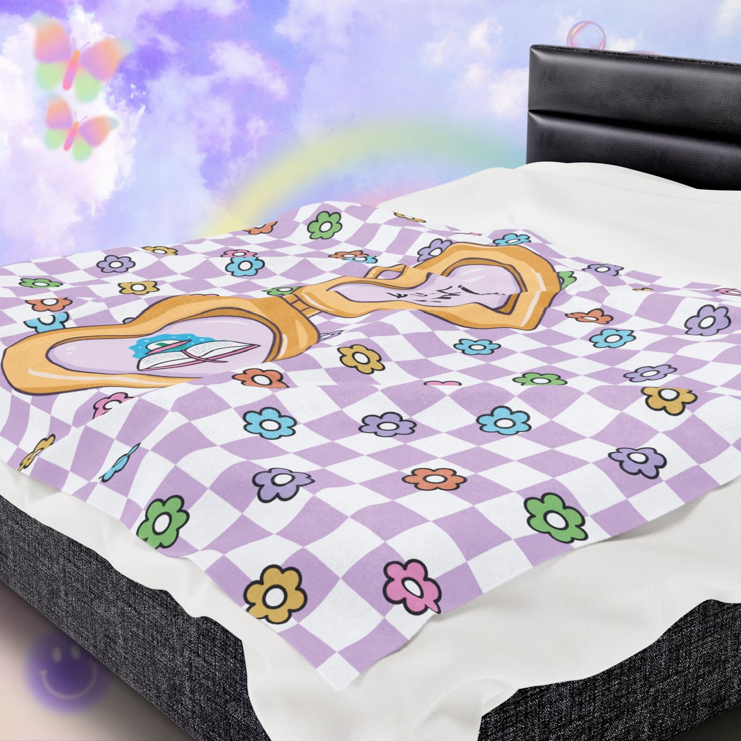 Purple Sci-Fi Girlie Velveteen Plush Blanket