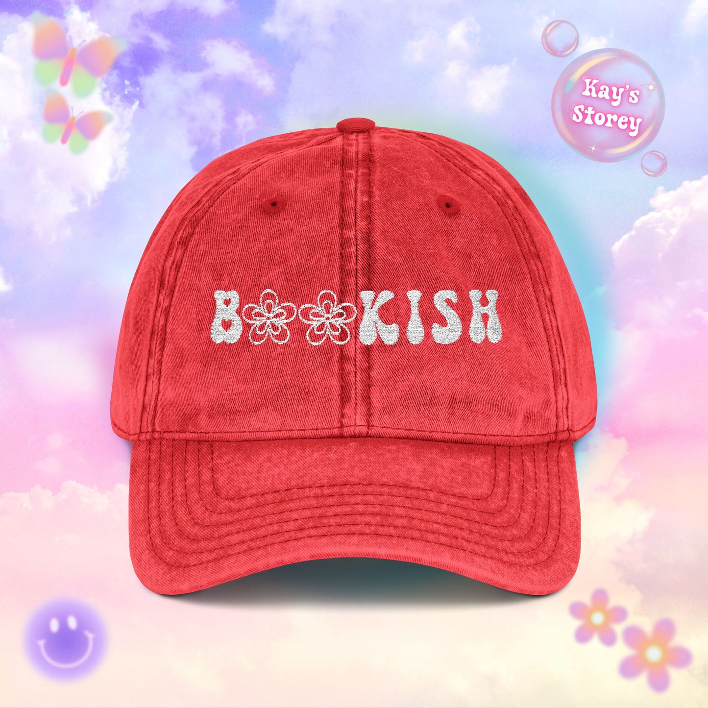 Bookish Embroidered Vintage Cap