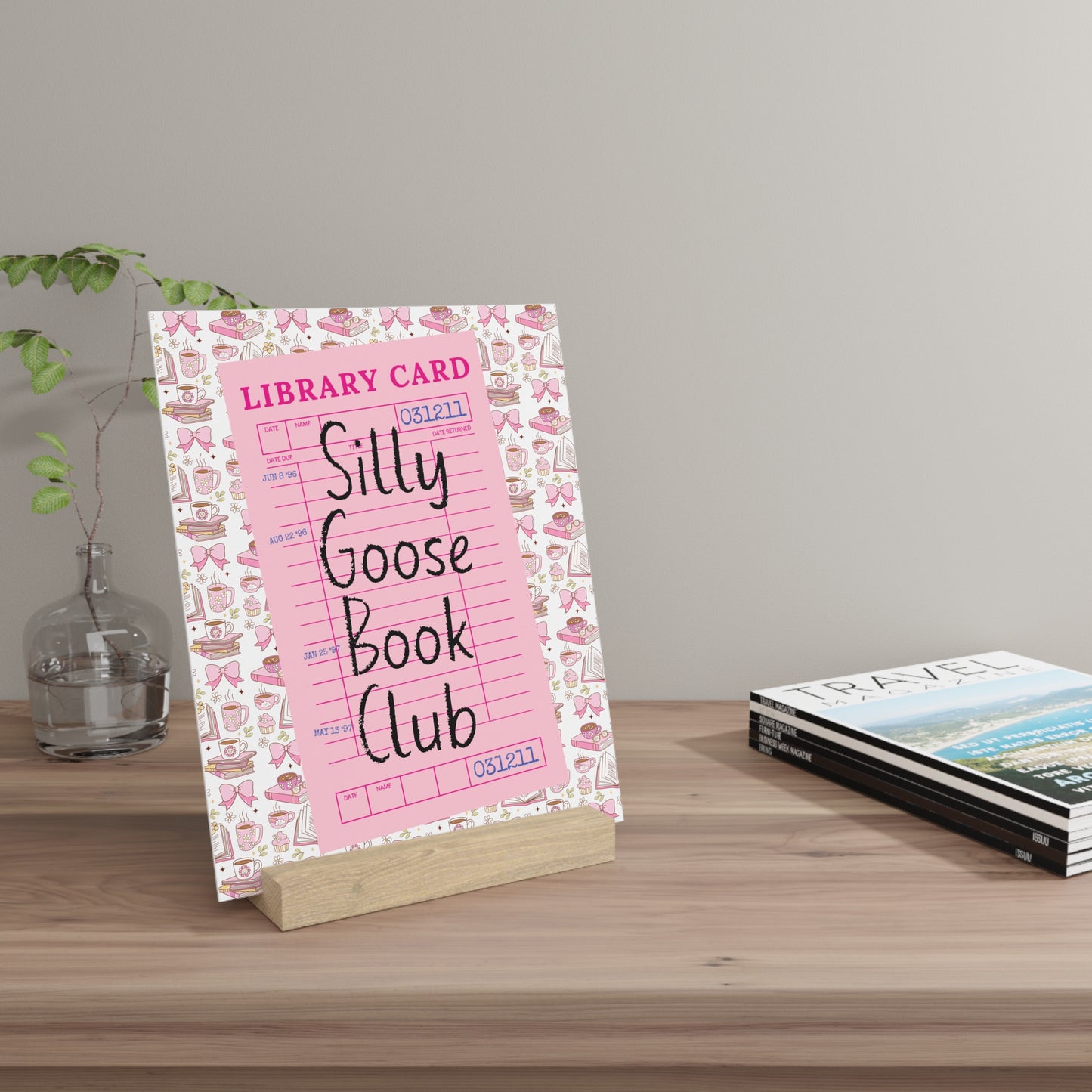 Silly Goose Book Club Bookshelf Decor with Stand
