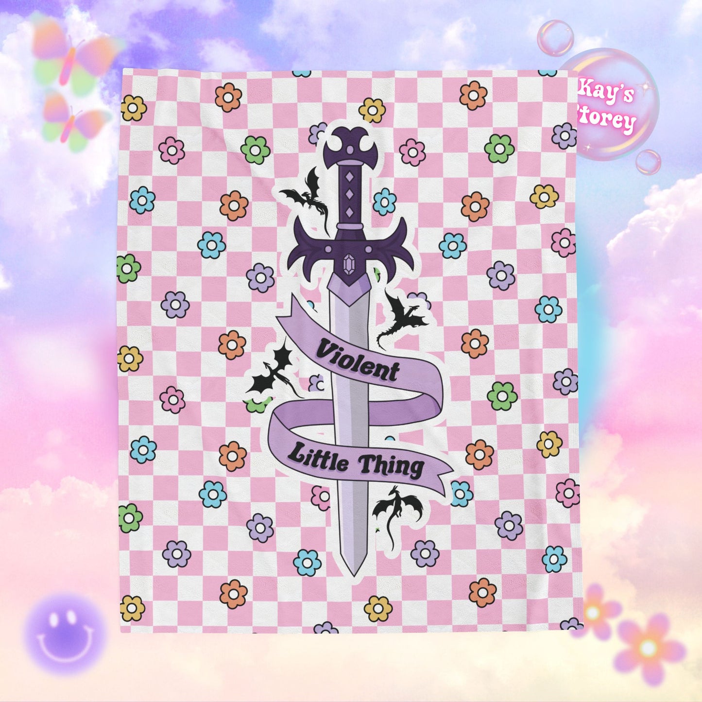 Pink Violent Little Thing Velveteen Plush Blanket