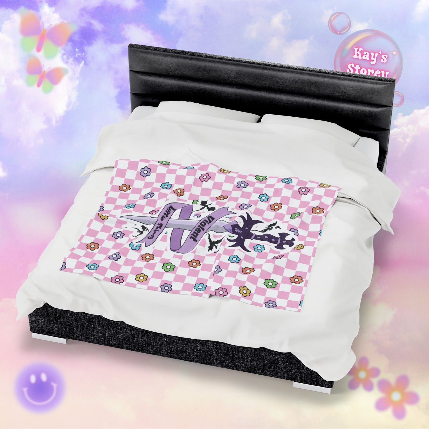Pink Violent Little Thing Velveteen Plush Blanket