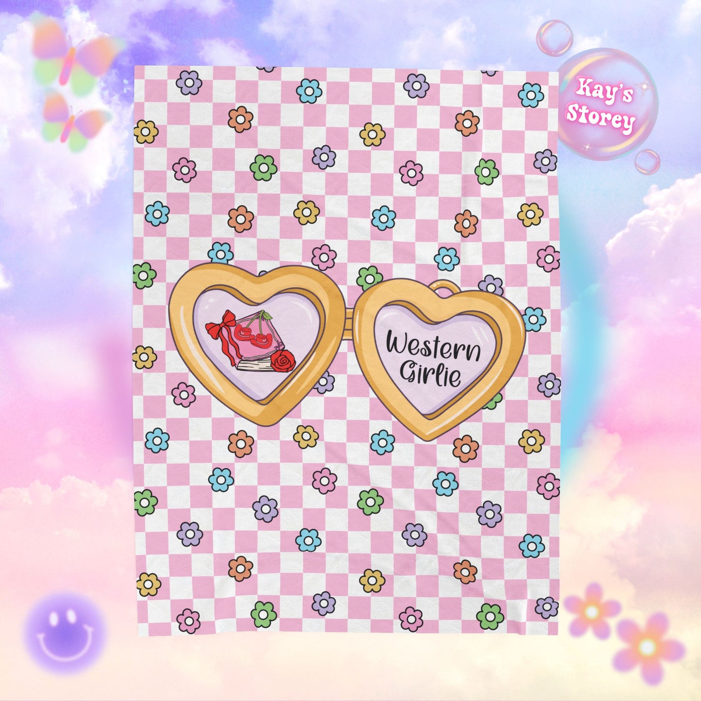 Pink Western Girlie Velveteen Plush Blanket