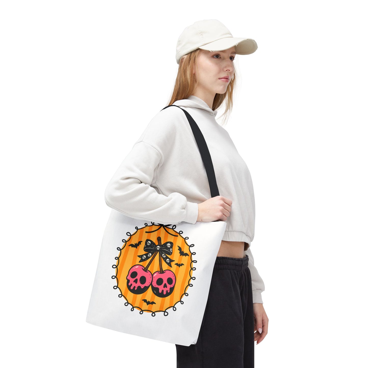 Spooky Season Cherry Skulls Tote Bag
