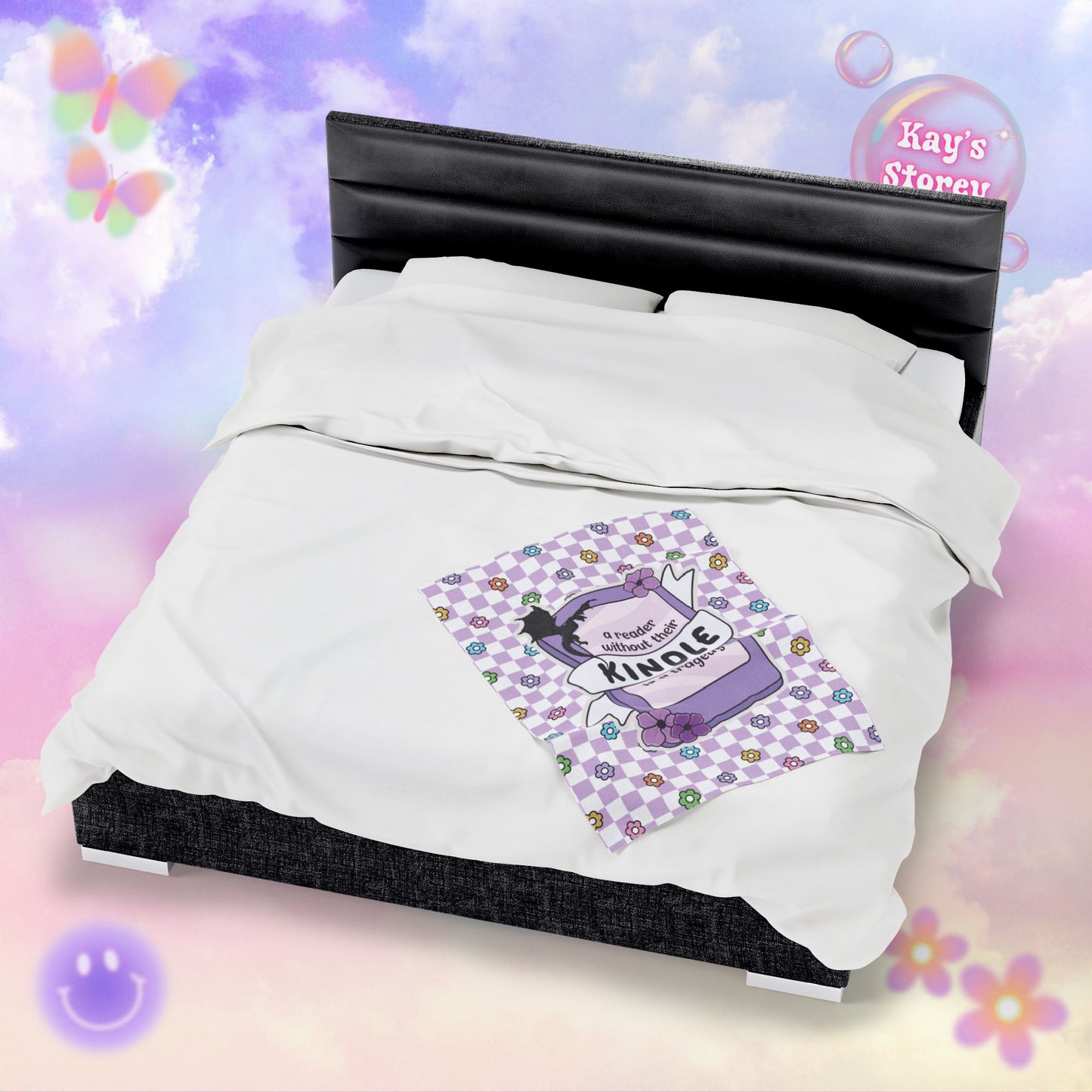 Purple Reader Without Their Kindle Velveteen Plush Blanket
