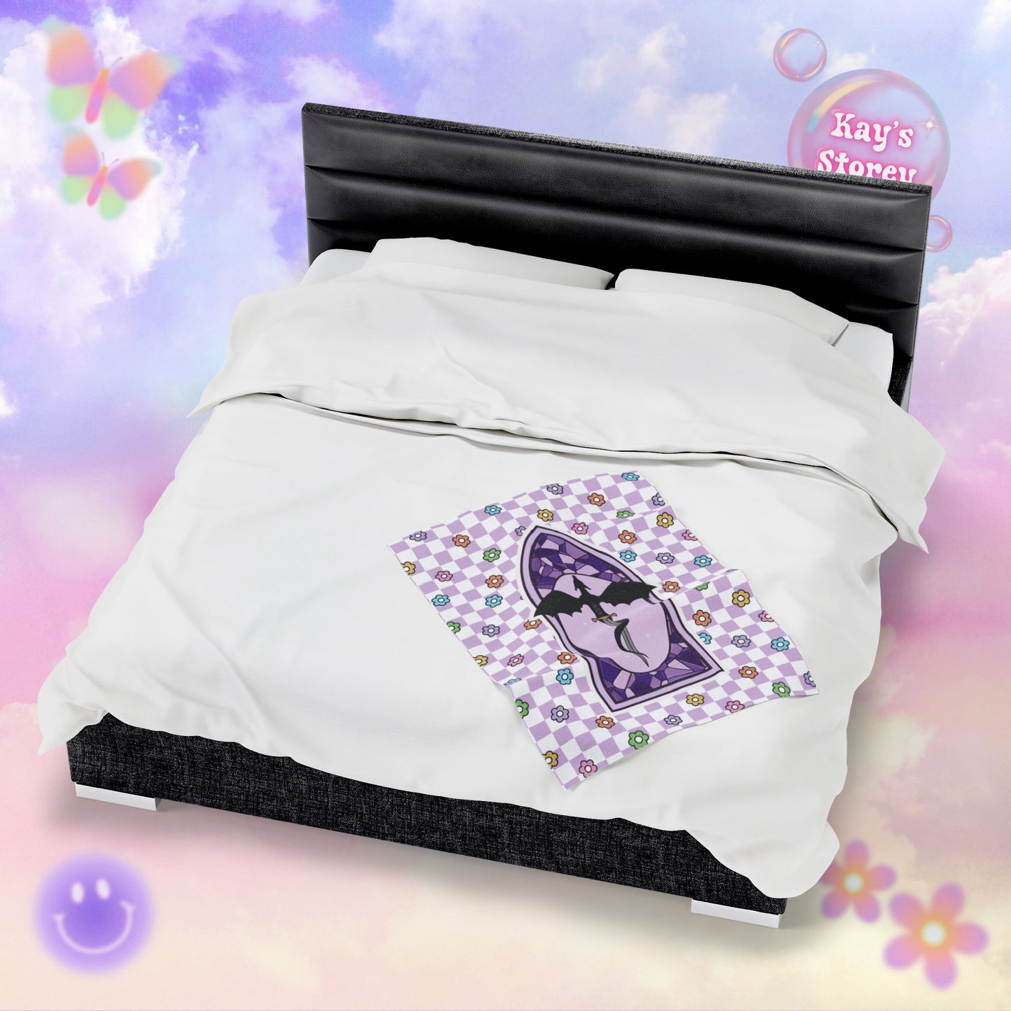 Purple Romantasy Velveteen Plush Blanket