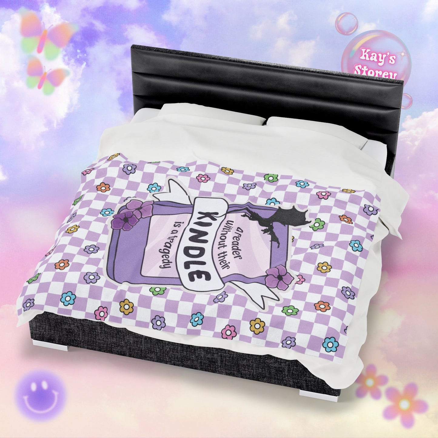 Purple Reader Without Their Kindle Velveteen Plush Blanket