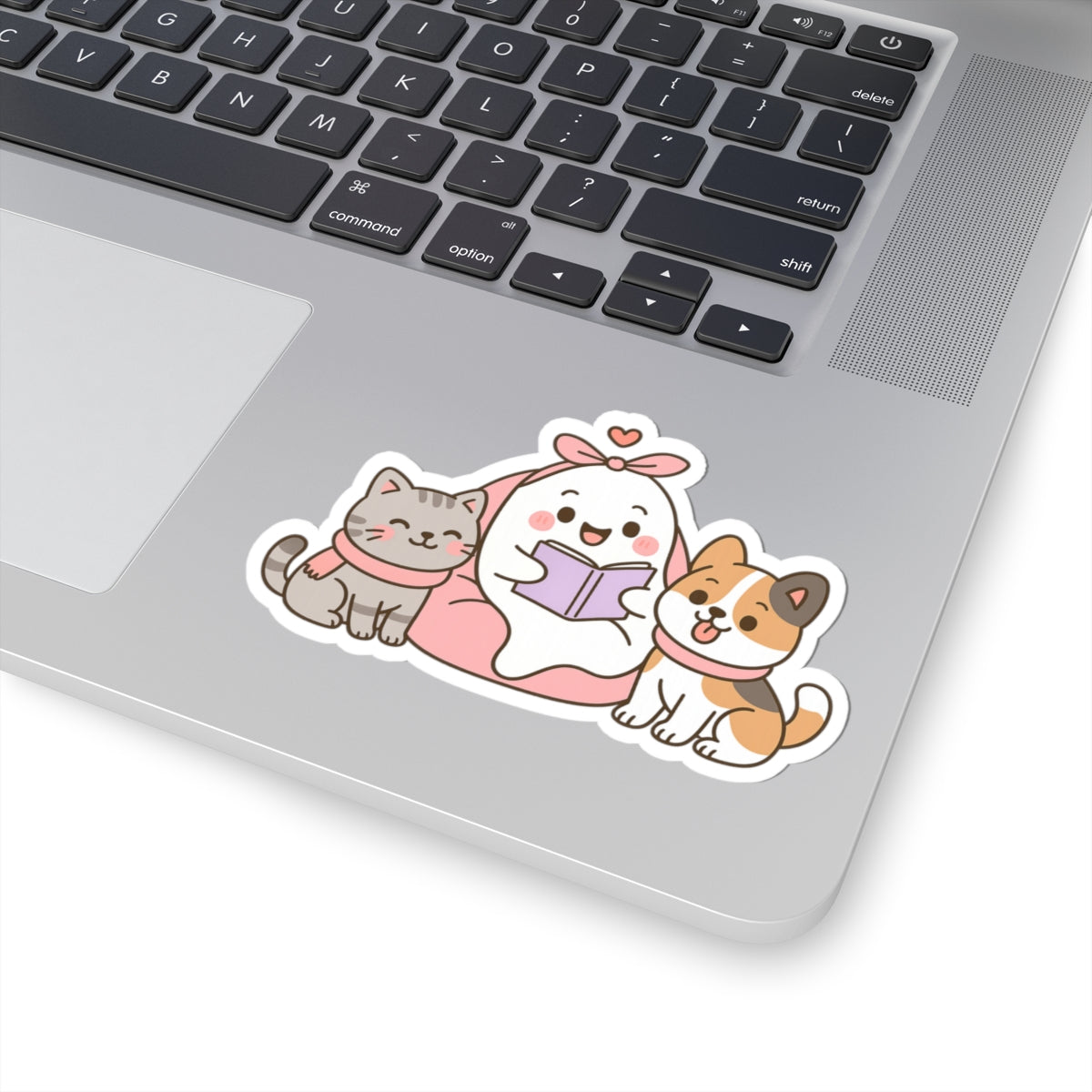 Ghostly Reading Kiss-Cut Sticker, Book Lover Sticker, Cute Sticker Set, Spooky Decals, Halloween Stickers, Vinyl Kindle Stickers