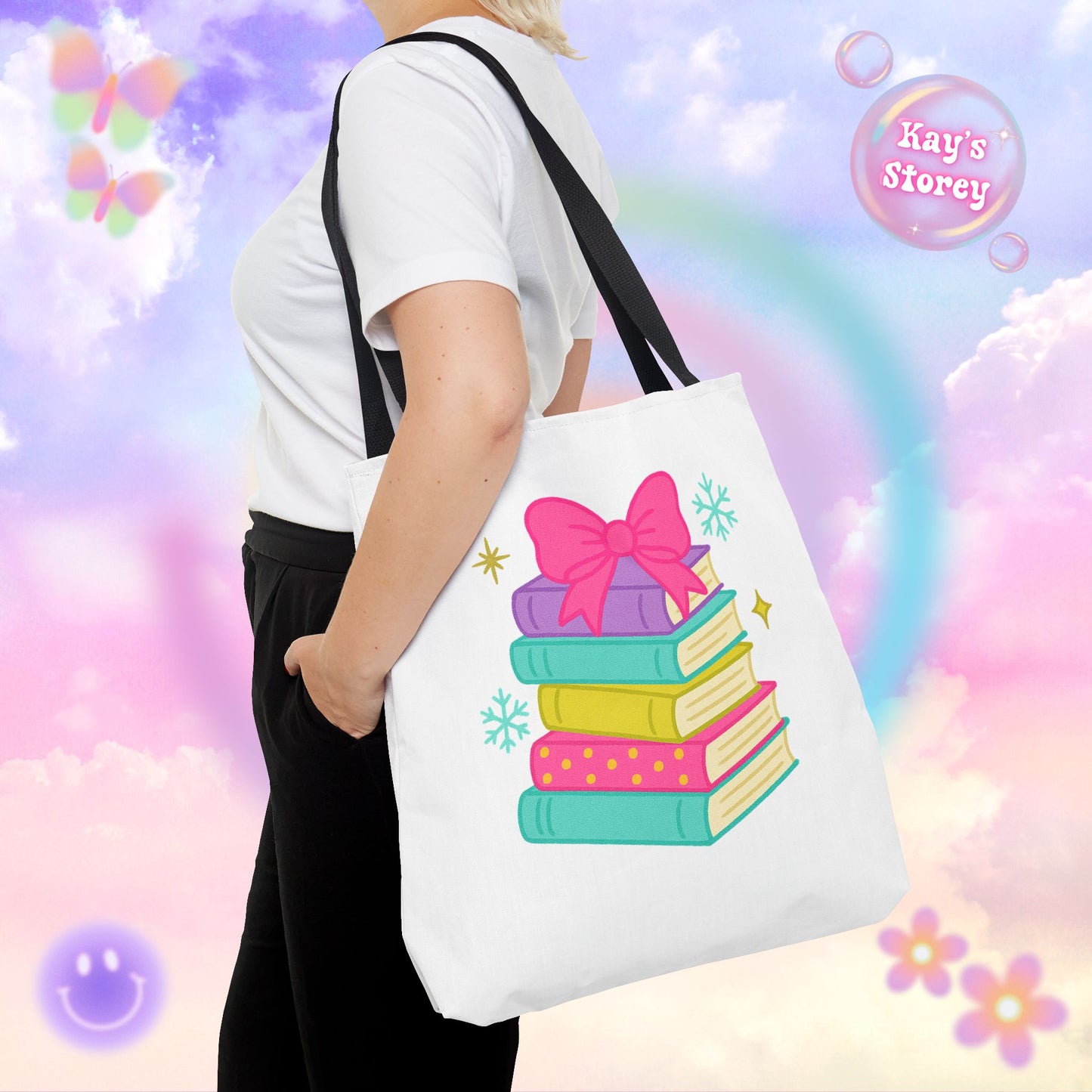 Book Stack Christmas Tote Bag