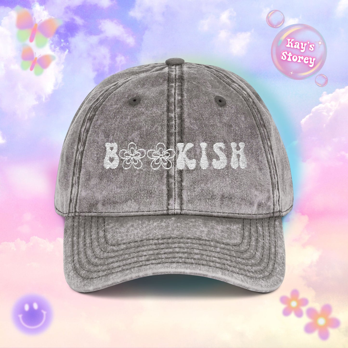 Bookish Embroidered Vintage Cap