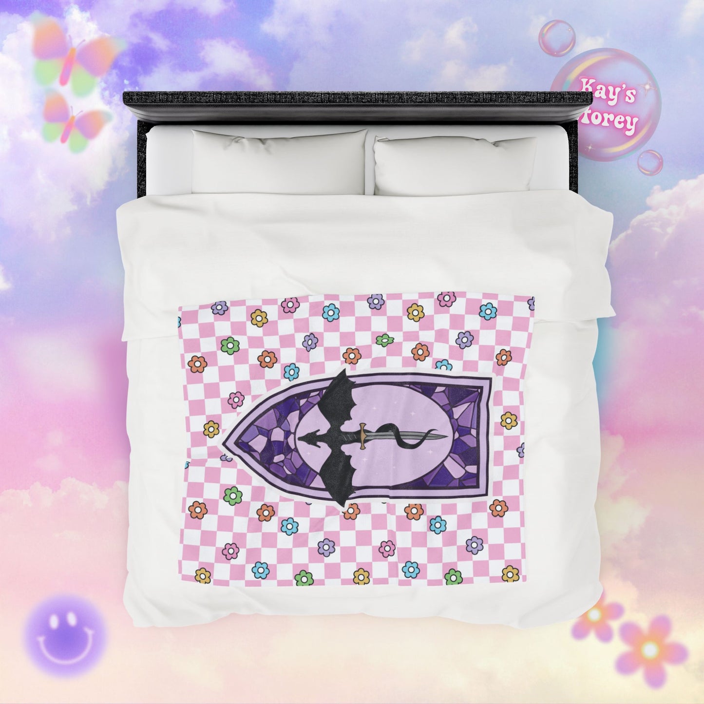 Pink Romantasy Velveteen Plush Blanket
