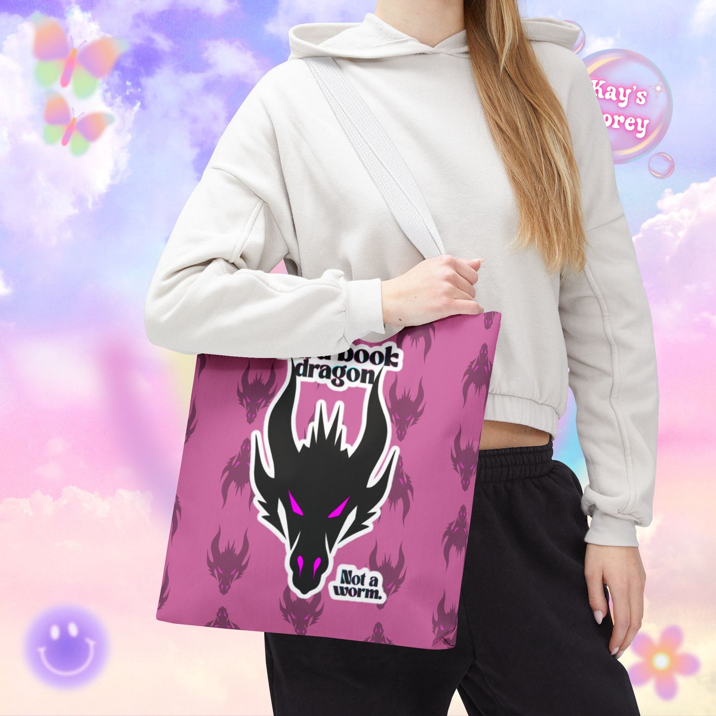 Book Dragon Pink Tote Bag