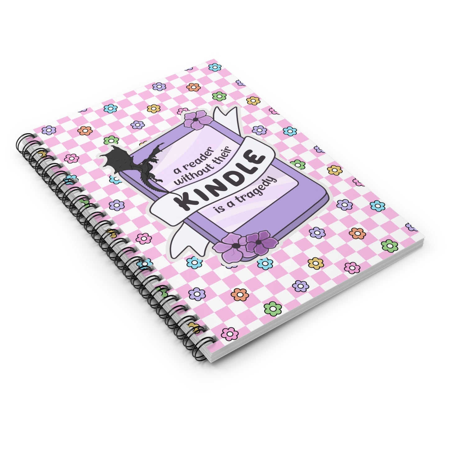 Pink Reader Without Their Kindle Spiral Notebook - Ruled Line