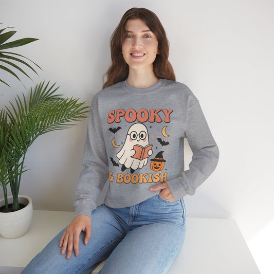 Spooky & Bookish Sweatshirt, Long Sleeve Shirt for Spooky Season Bookish Gift,  Halloween Reading Apparel