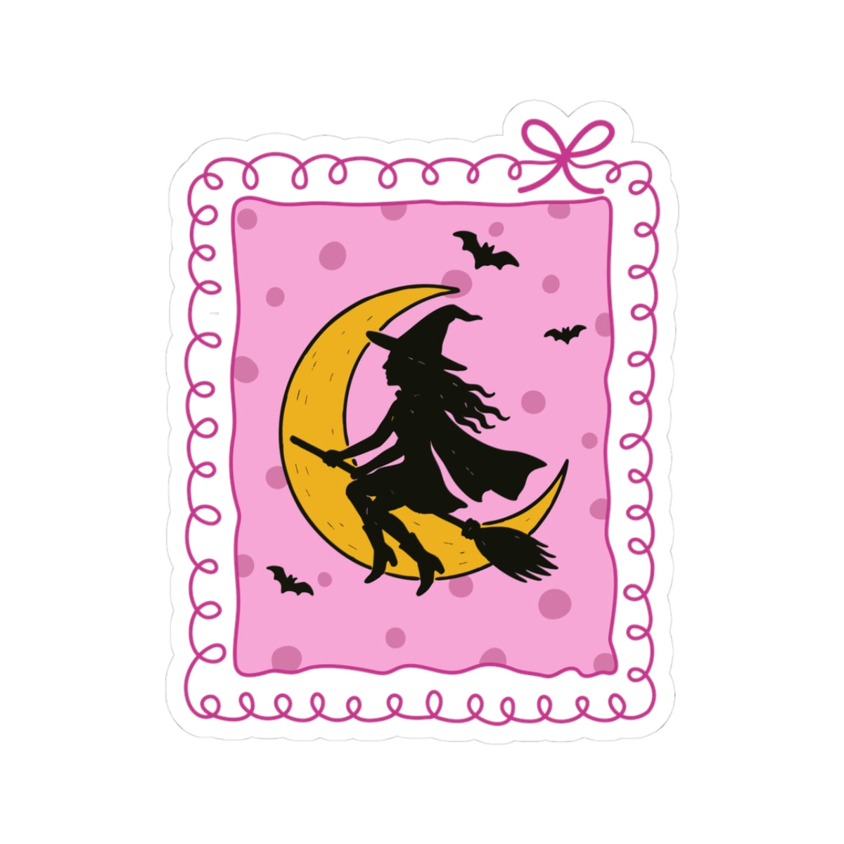 Witchy Night Sticker - Kiss-Cut Stickers, Halloween Sticker, Cute Witch Design, Spooky Sticker, Decorative Sticker for Journals