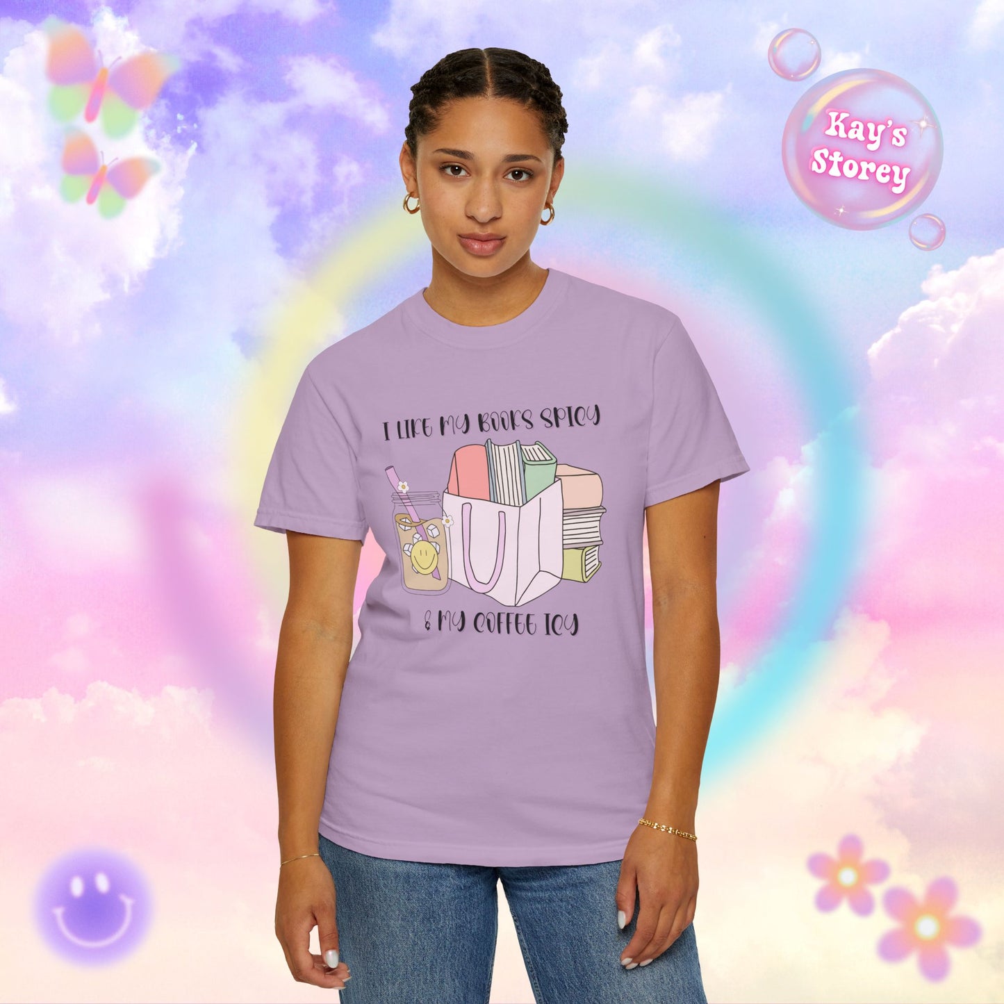 Books Spicy, Coffee Icy Comfort Colors T-Shirt