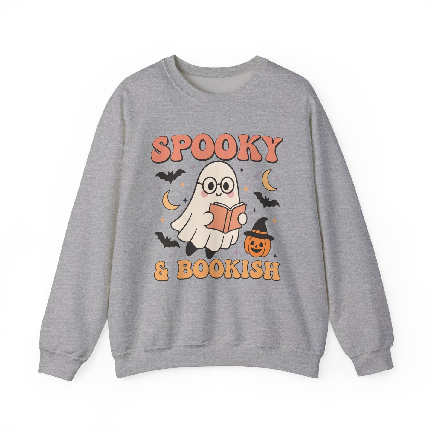 Spooky & Bookish Sweatshirt, Long Sleeve Shirt for Spooky Season Bookish Gift,  Halloween Reading Apparel