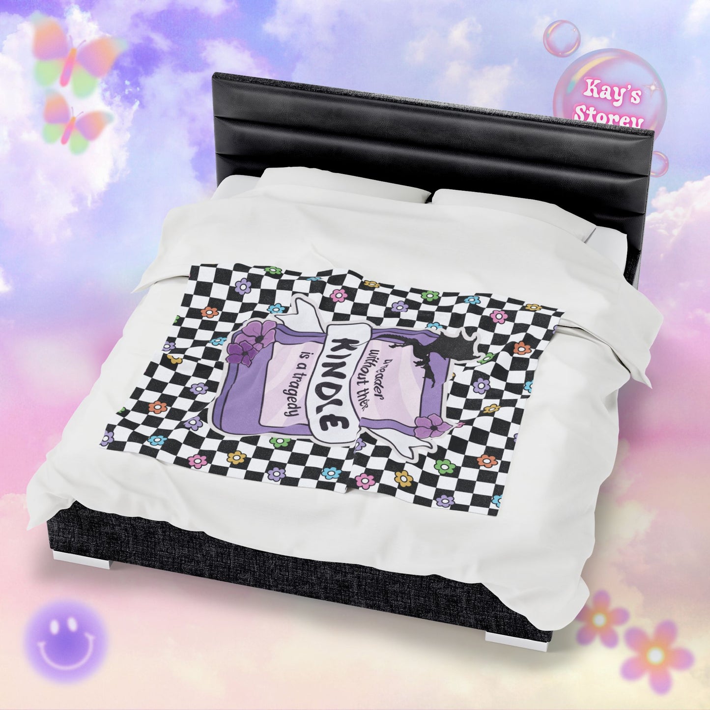 Reader Without Their Kindle Velveteen Plush Blanket