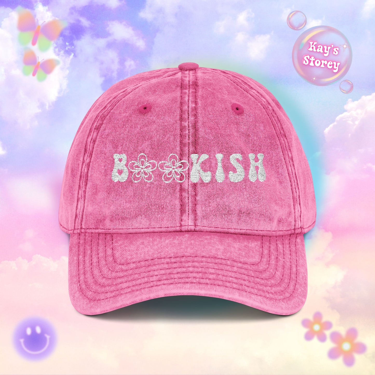 Bookish Embroidered Vintage Cap