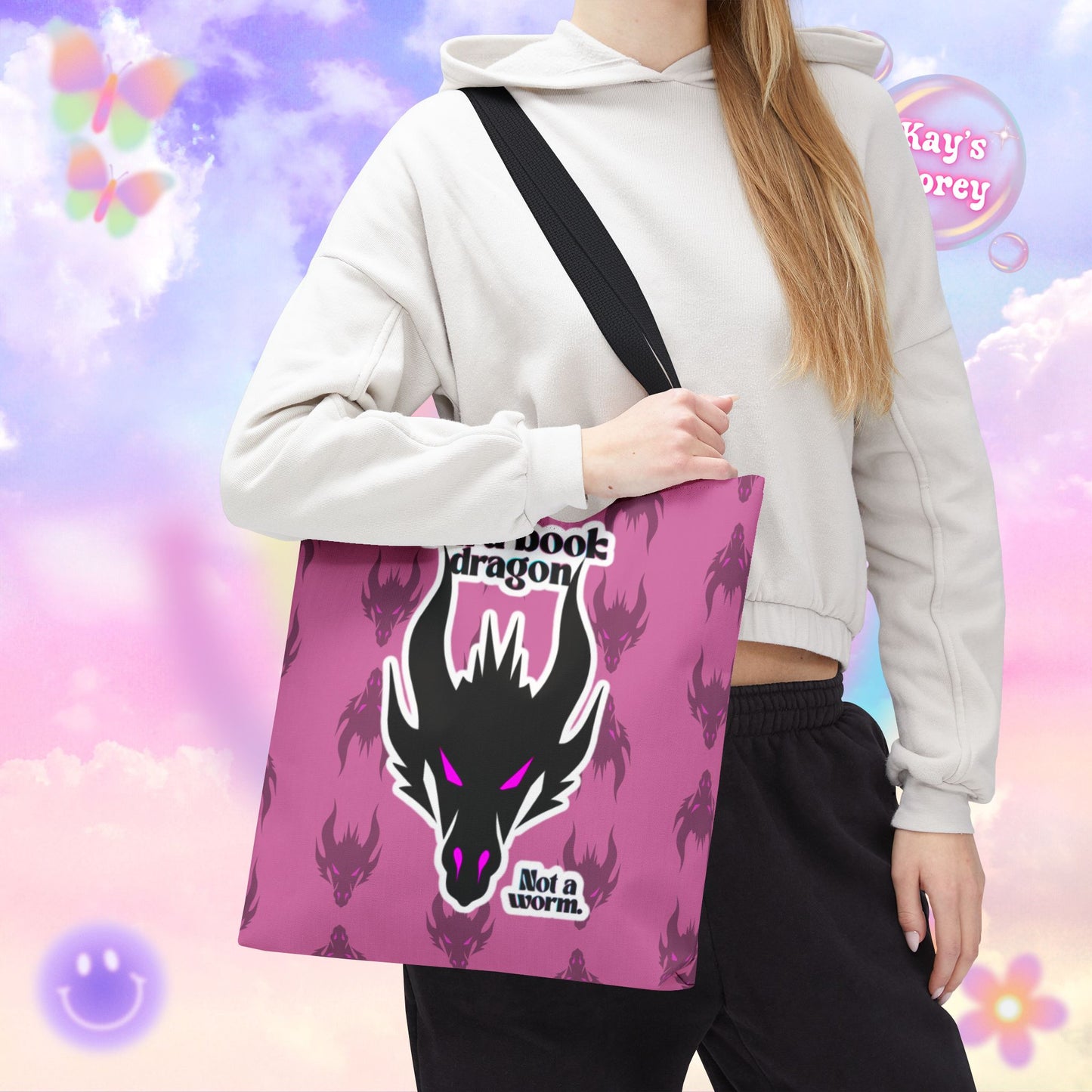 Book Dragon Pink Tote Bag