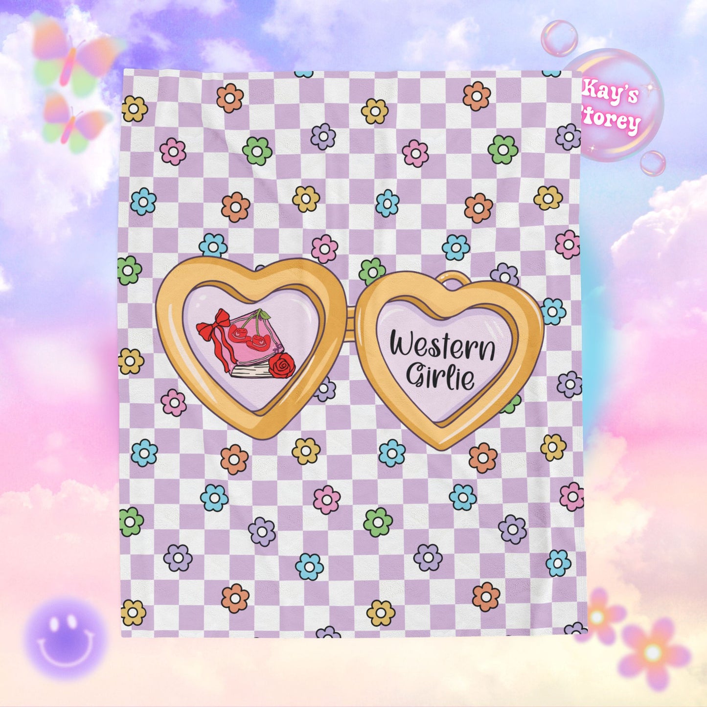 Purple Western Girlie Velveteen Plush Blanket