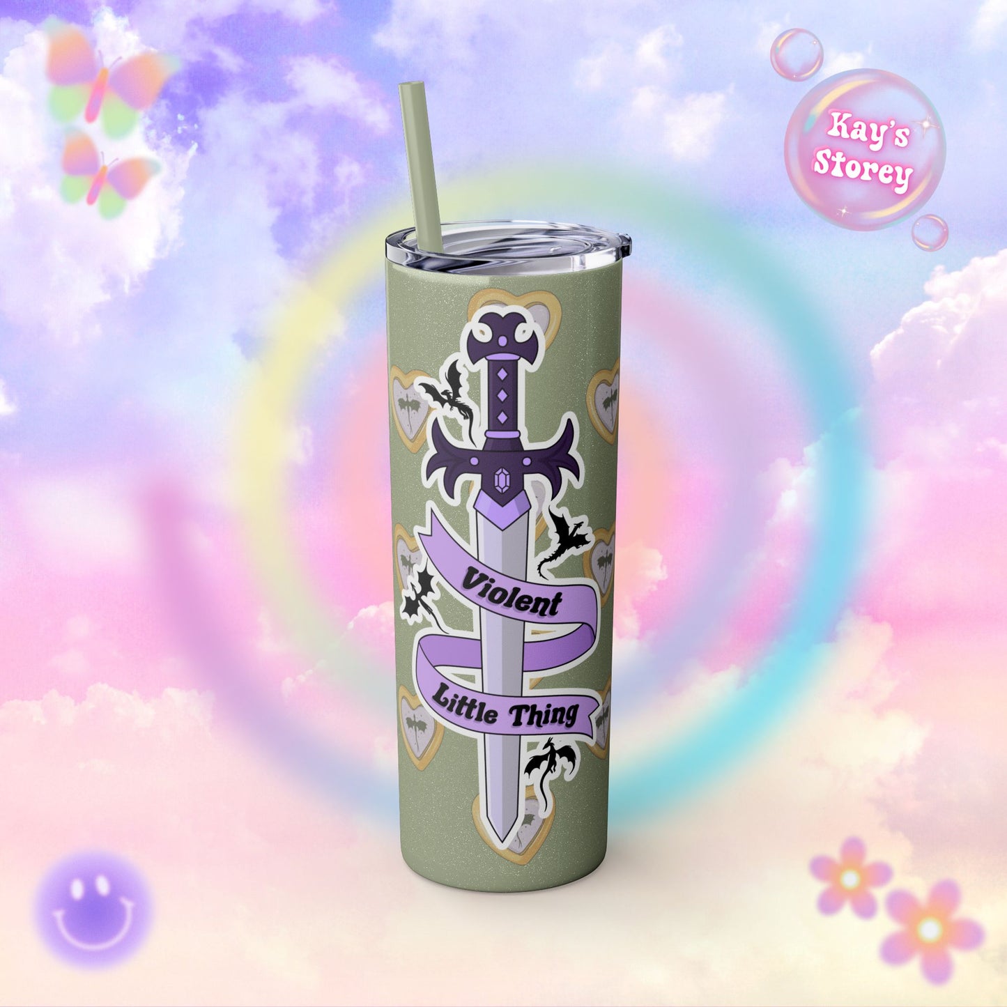 Fourth Wing Fantasy Tumbler, Romantasy Book Girl, Fourth Wing Fan Cup, Violent Little Thing Tumbler with Straw, 20oz