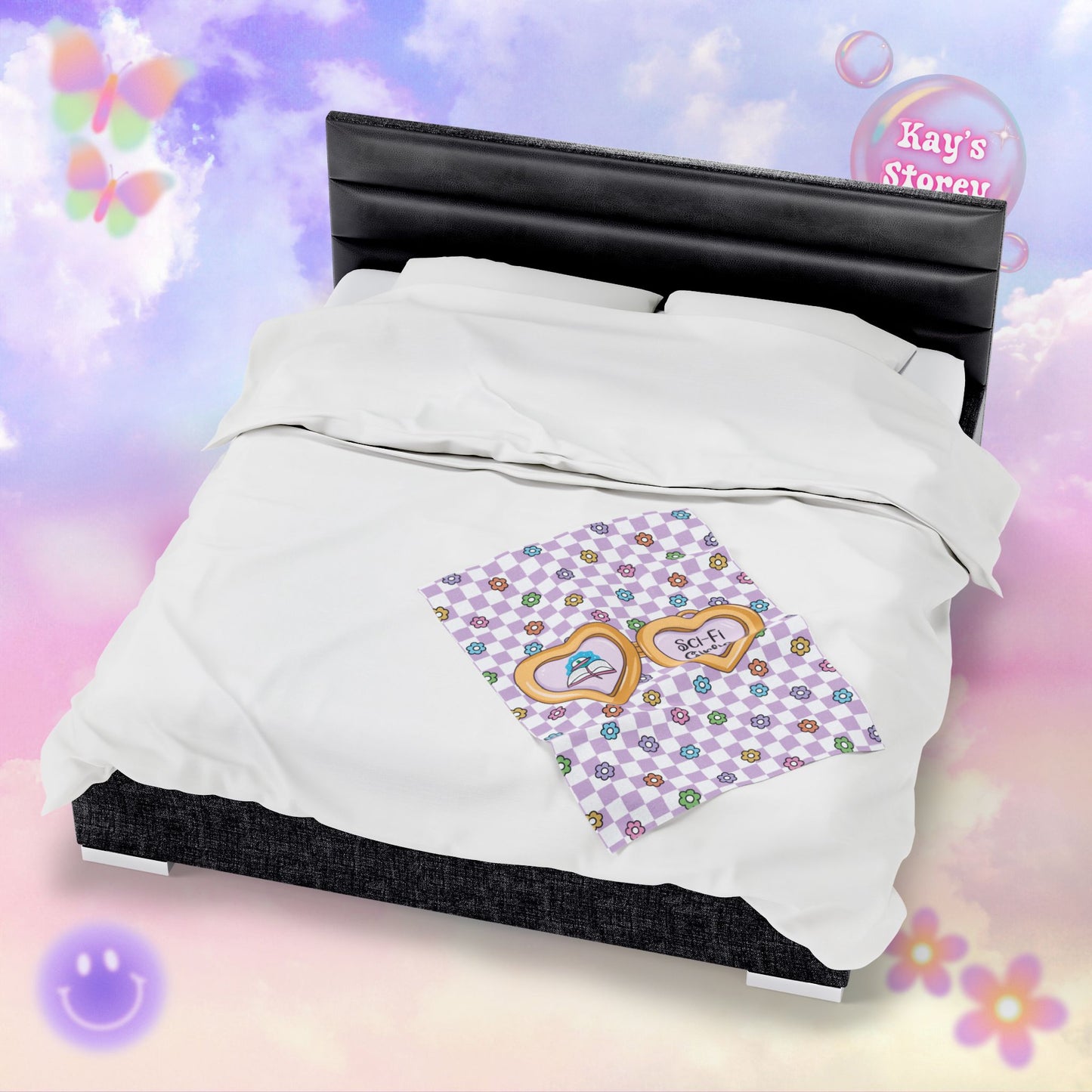 Purple Sci-Fi Girlie Velveteen Plush Blanket