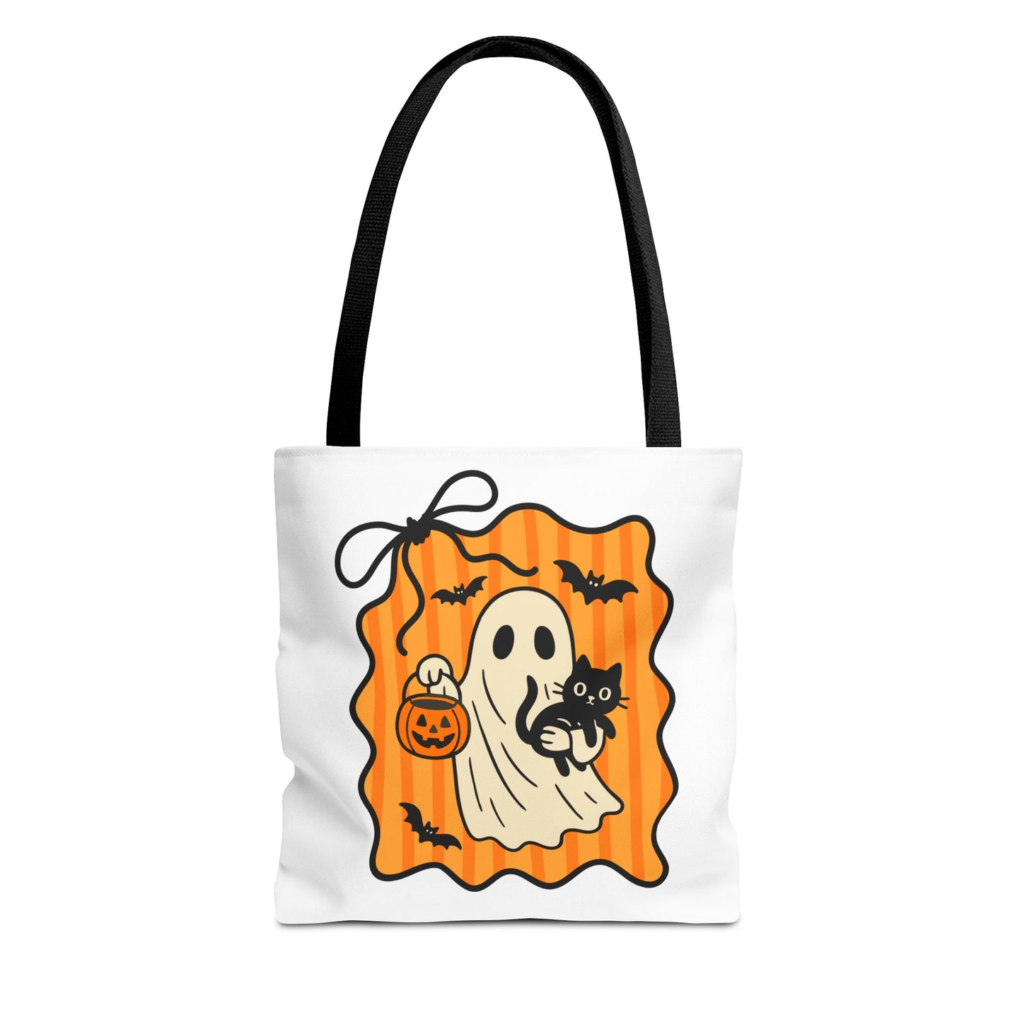 Spooky Season Ghost & Black Cat Tote Bag